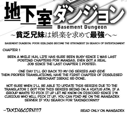Chikashitsu Dungeon: Binbou Kyoudai Wa Goraku Wo Motomete Saikyou E - Page 1