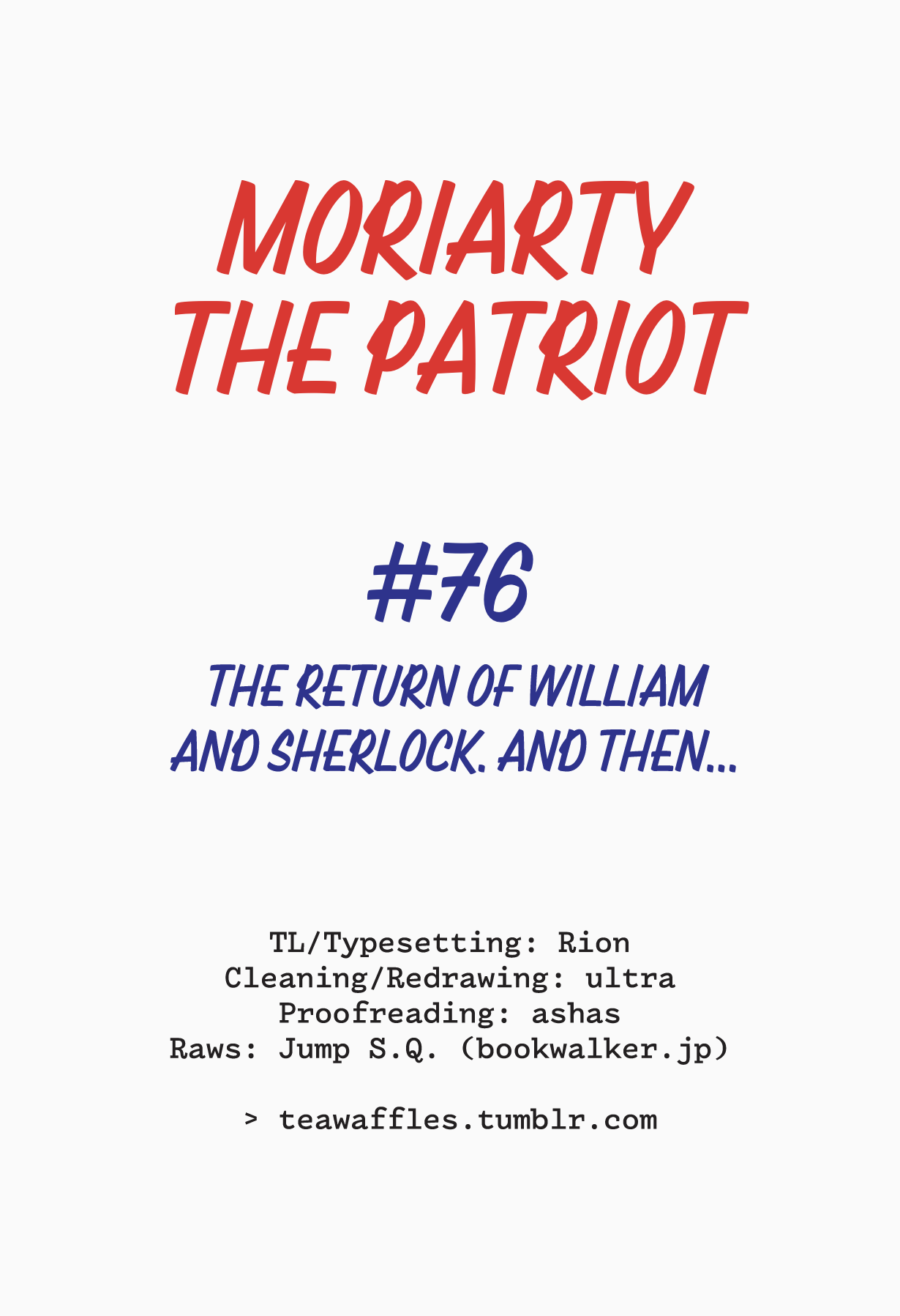 Yukoku No Moriarty Chapter 76: The Return Of William And Sherlock. And Then... - Picture 1